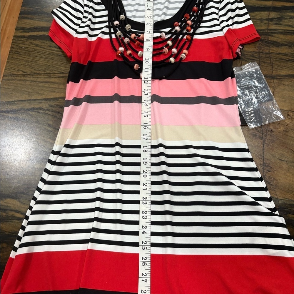 Frank Lyman Design Striped Mini Dress - Red, Pink, Black, White